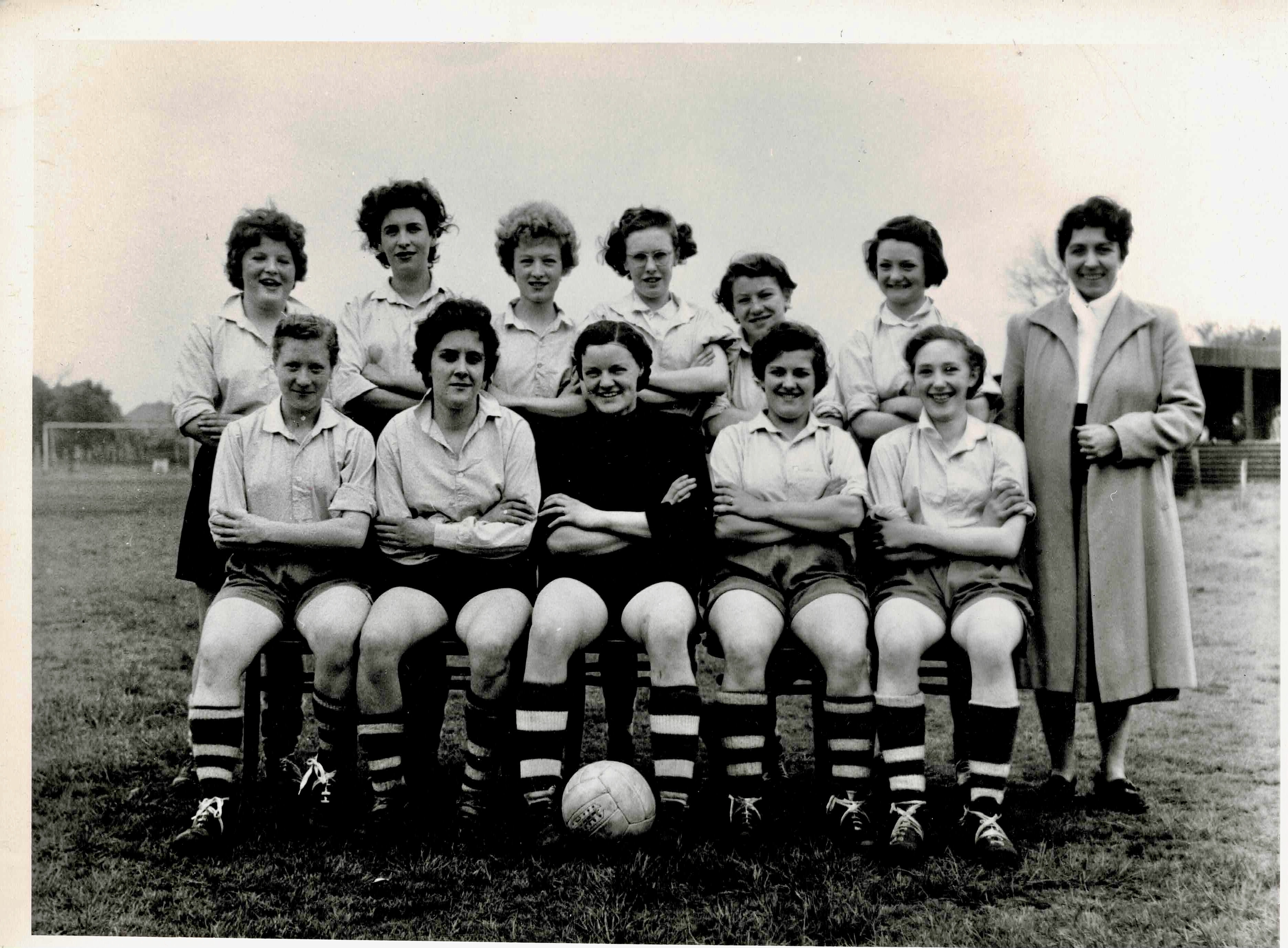 Betty Sugden in goalkeeping kit for what may have been South Yorkshire Ladies