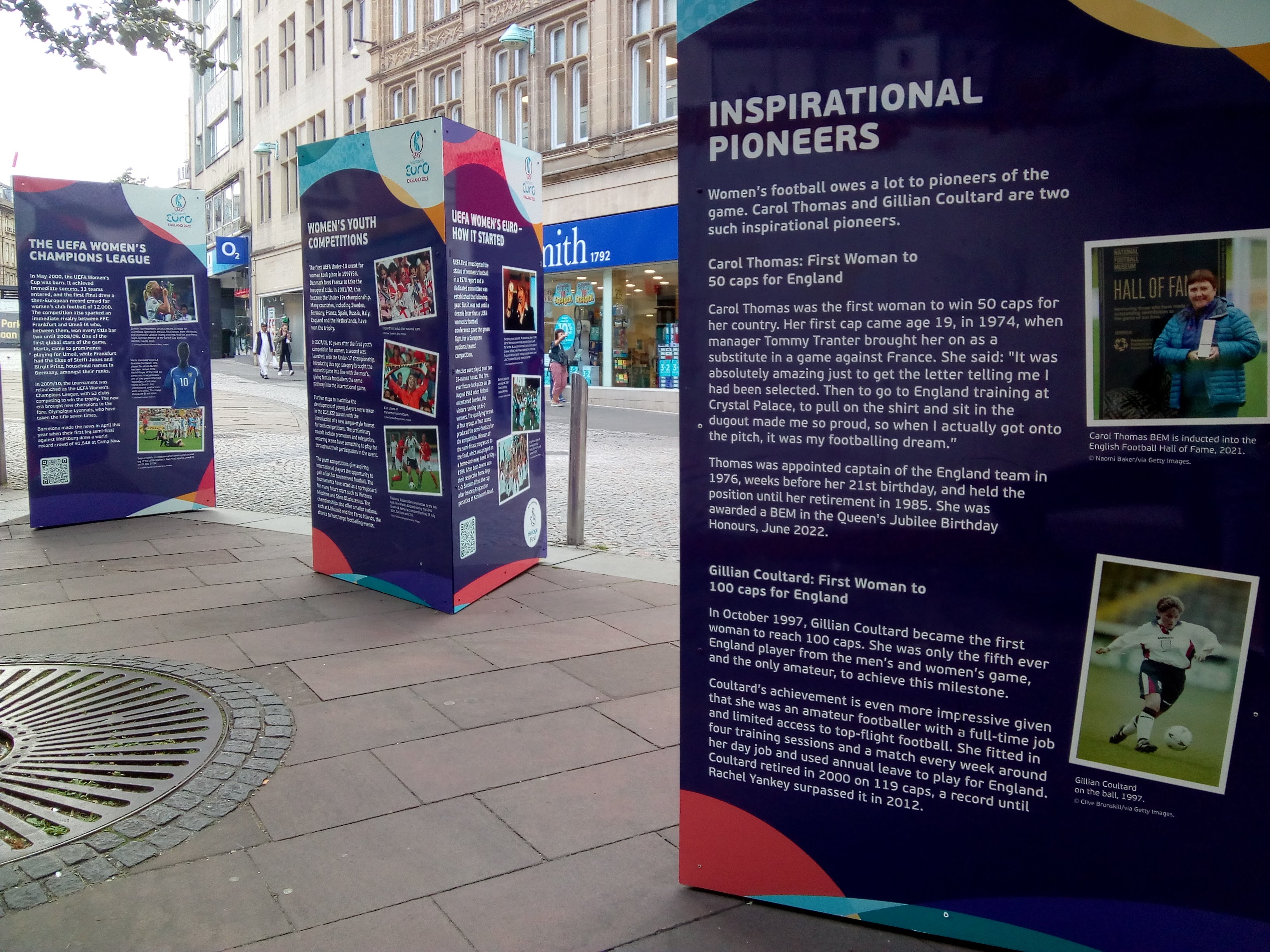 'National monoliths' on Fargate, Sheffield, September 2022