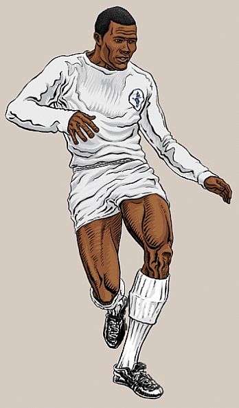 South African footballers in Britain exhibition - Cartoon drawing of Albert Johanneson from the South African footballers in Britain exhibition