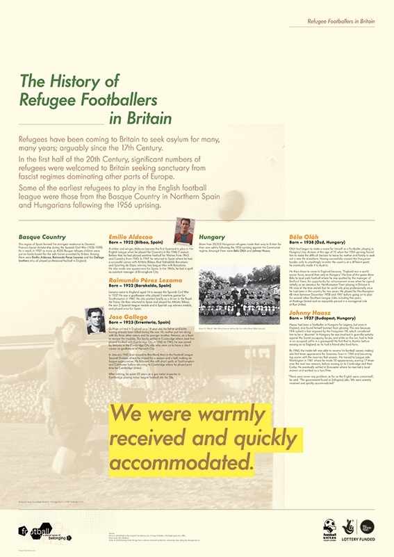 Refugee Footballers in Britain exhibition - History of Refugee Footballers in Britain exhibition panel